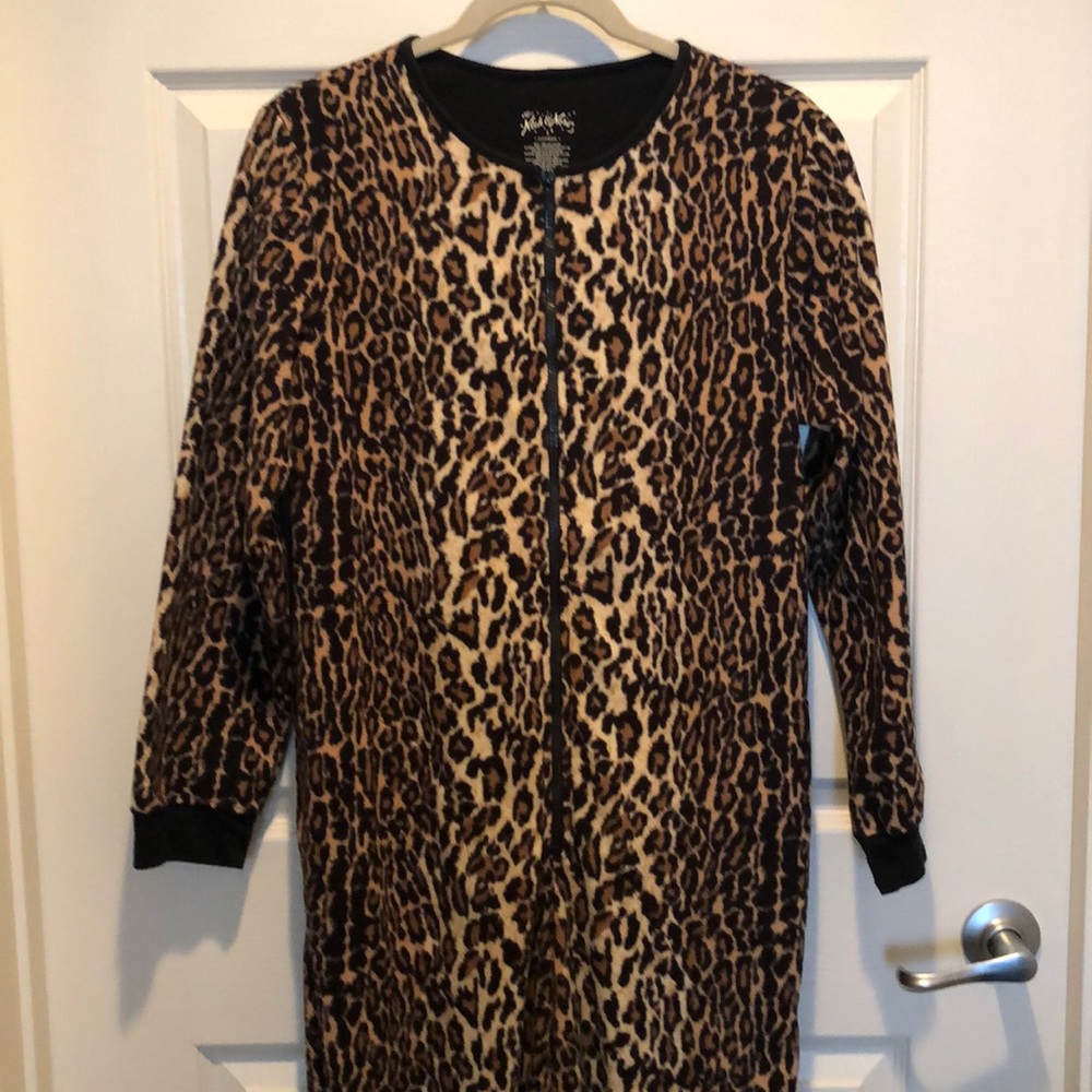 Leopard print onesie pajamas